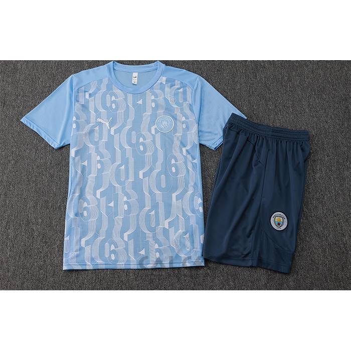 Tuta da Track Manchester City Manica Corta 2024-2025 Blu - Pantaloncini